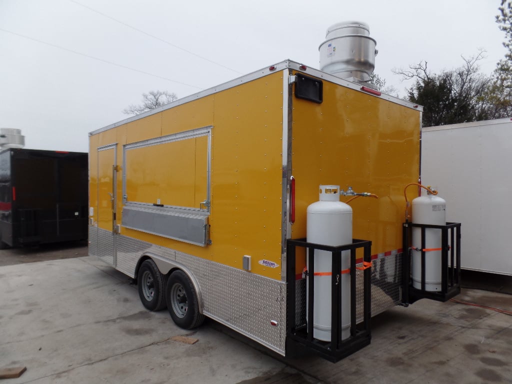 8.5' x 18' Concession Food Trailer Yellow With Appliances