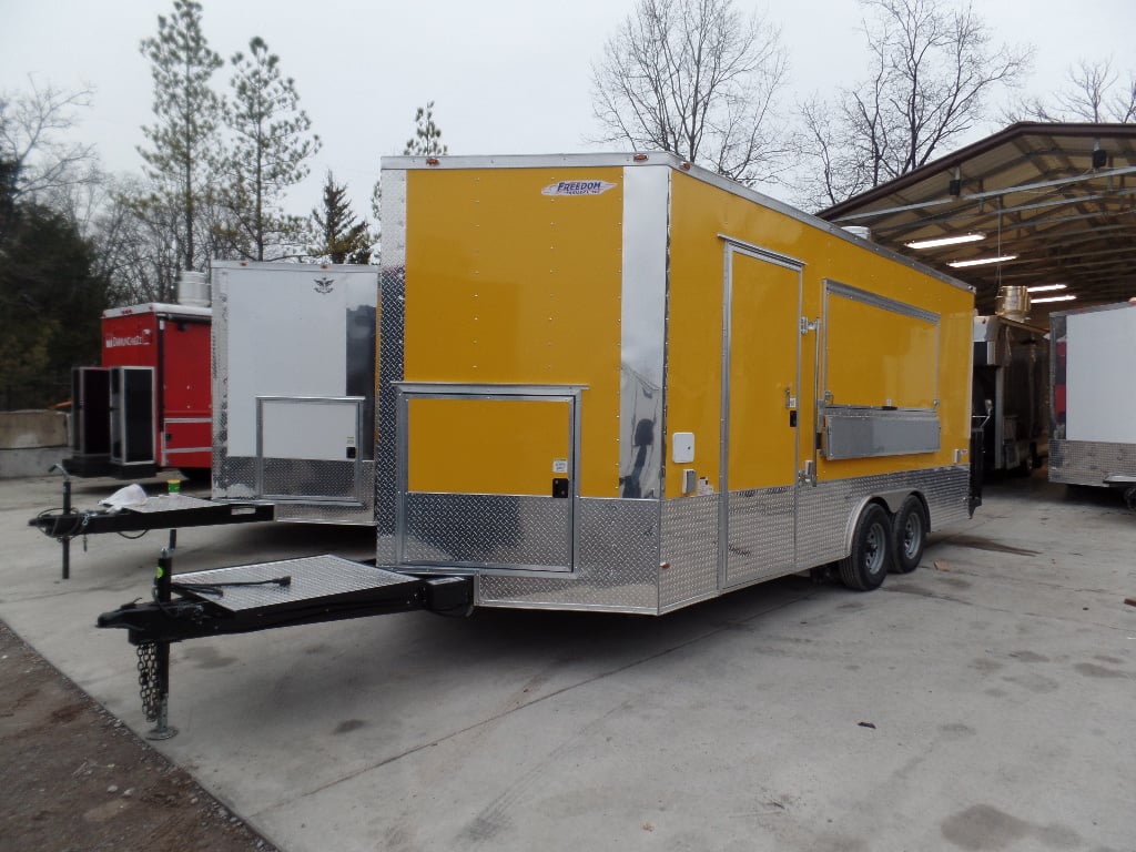 8.5' x 18' Concession Food Trailer Yellow With Appliances