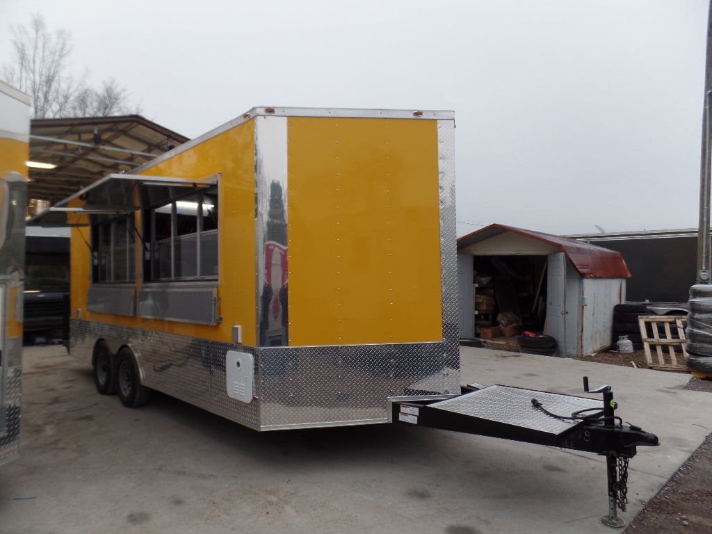 8.5' x 18' Concession Food Trailer Yellow With Appliances