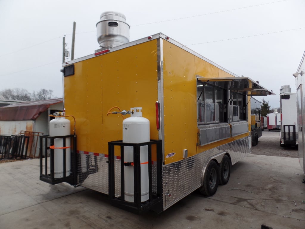 8.5' x 18' Concession Food Trailer Yellow With Appliances