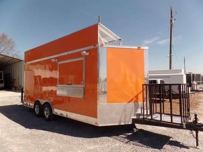 8.5' x 18' Concession Food Trailer Orange Event Catering