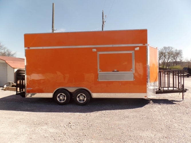 8.5' x 18' Concession Food Trailer Orange Event Catering