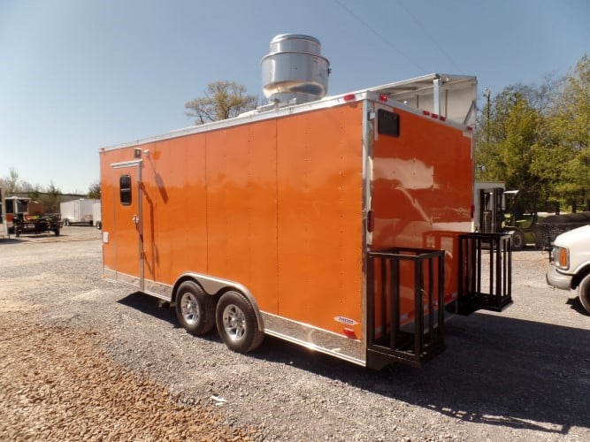 8.5' x 18' Concession Food Trailer Orange Event Catering