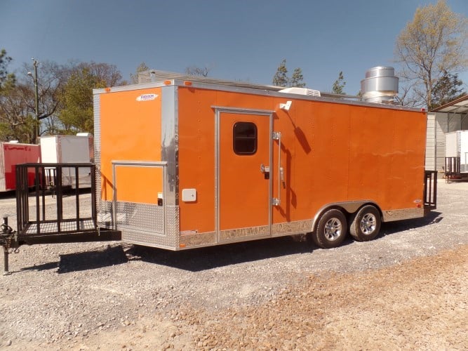 8.5' x 18' Concession Food Trailer Orange Event Catering