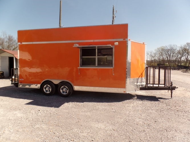 8.5' x 18' Concession Food Trailer Orange Event Catering