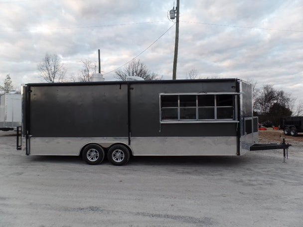 8.5' x 24' Concession Food Trailer Charcoal Grey