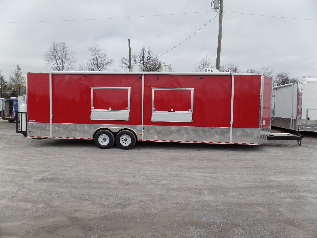 8.5' x 30' Concession Food Trailer Red With Appliances