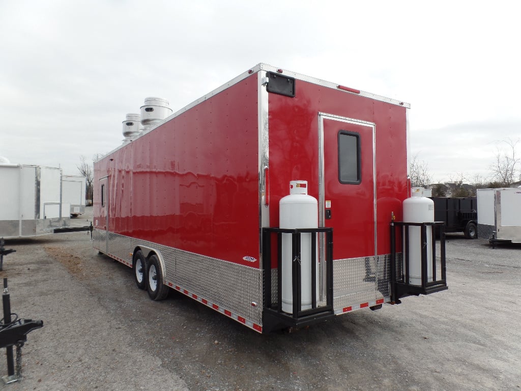 8.5' x 30' Concession Food Trailer Red With Appliances