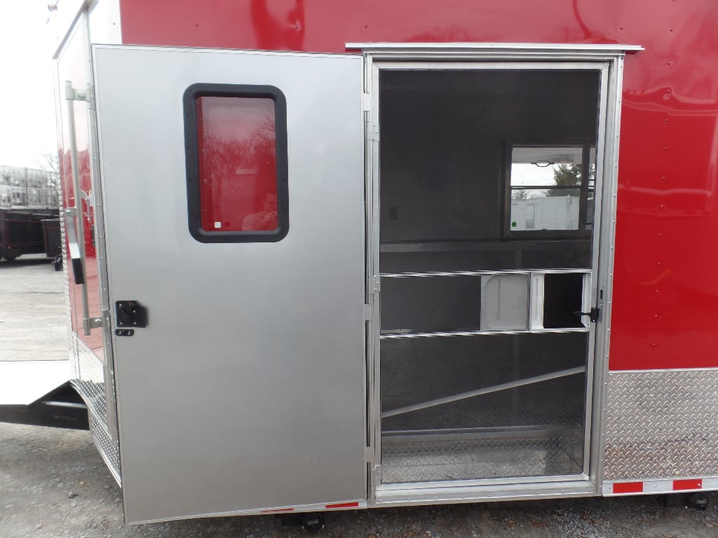 8.5' x 30' Concession Food Trailer Red With Appliances