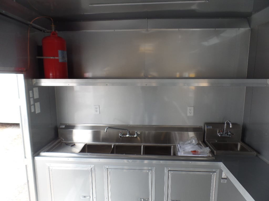 8.5' x 30' Concession Food Trailer Red With Appliances