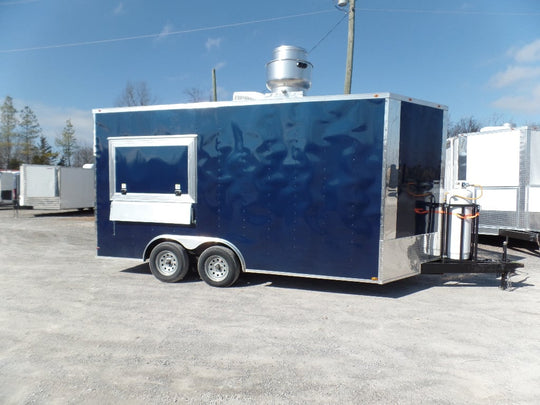 8.5' x 16' Concession Food Indigo Blue Trailer With Appliances