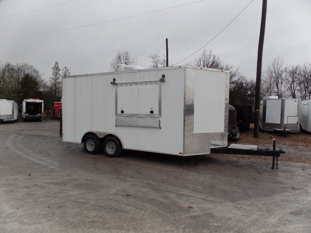 8.5' x 16' Concession Food Catering White Trailer