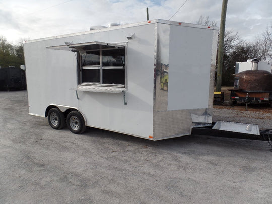 8.5' x 16' Concession Food Trailer White With Appliances