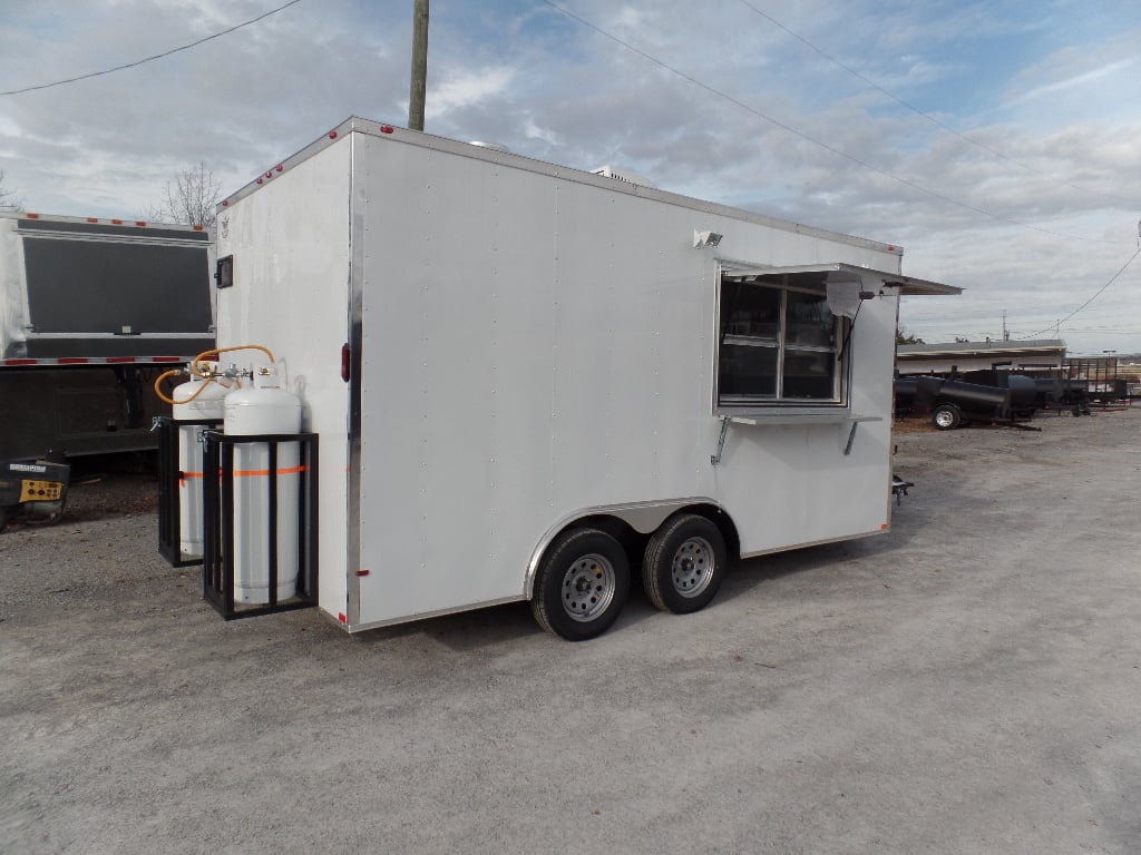 8.5' x 16' Concession Food Trailer White With Appliances