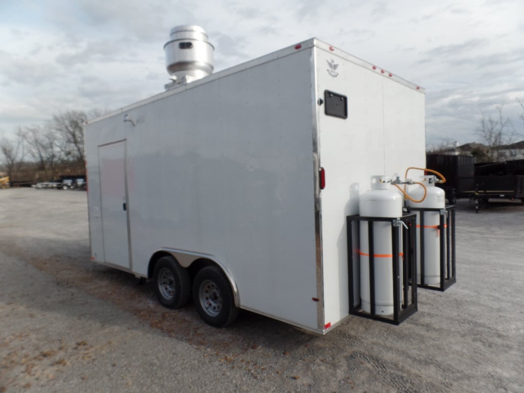 8.5' x 16' Concession Food Trailer White With Appliances