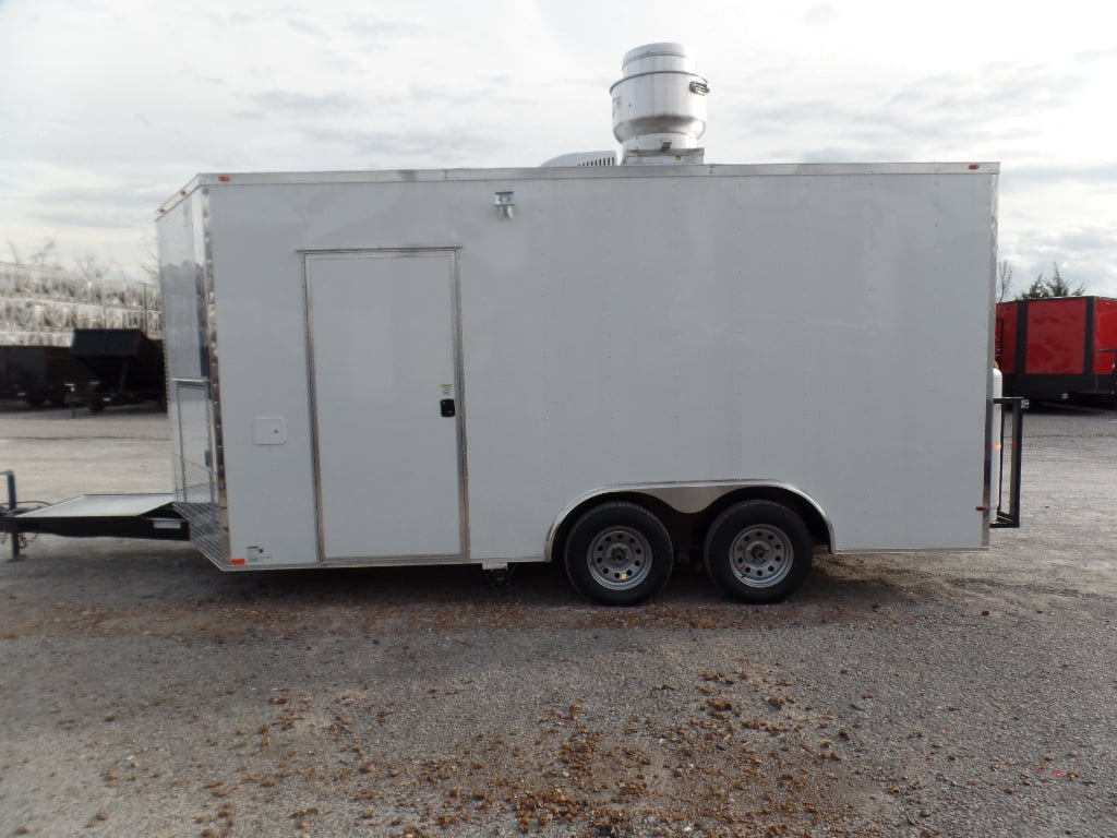 8.5' x 16' Concession Food Trailer White With Appliances