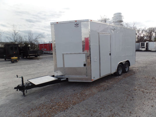 8.5' x 16' Concession Food Trailer White With Appliances