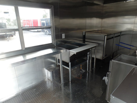 8.5' x 16' Concession Food Trailer White With Appliances