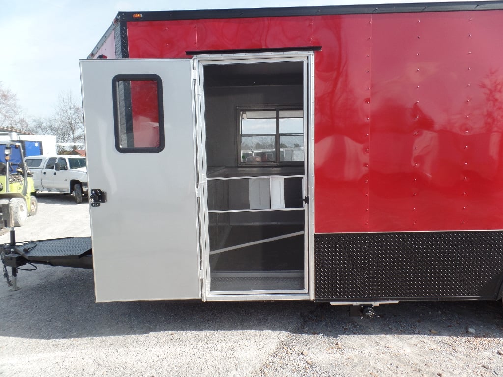 8.5' x 22' Red Pizza Catering Event Concession Trailer