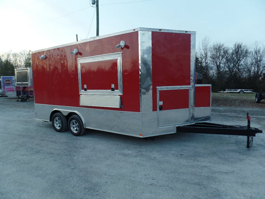 8.5' x 16' Red Concession Food Catering Event Trailer