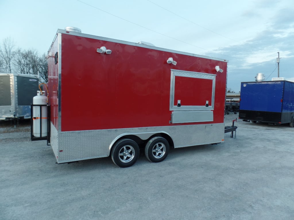 8.5' x 16' Red Concession Food Catering Event Trailer