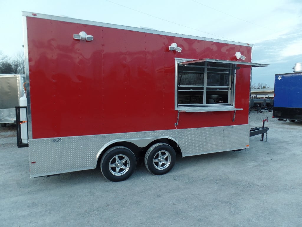 8.5' x 16' Red Concession Food Catering Event Trailer