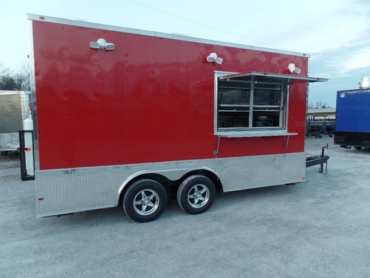 8.5' x 16' Red Concession Food Catering Event Trailer