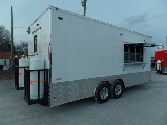8.5' x 20' Concession Food White Trailer With Appliances - SLE Equipment - 1