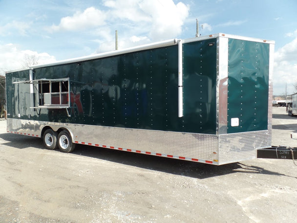 8.5x30 Food Catering Event Emerald Green Concession Trailer