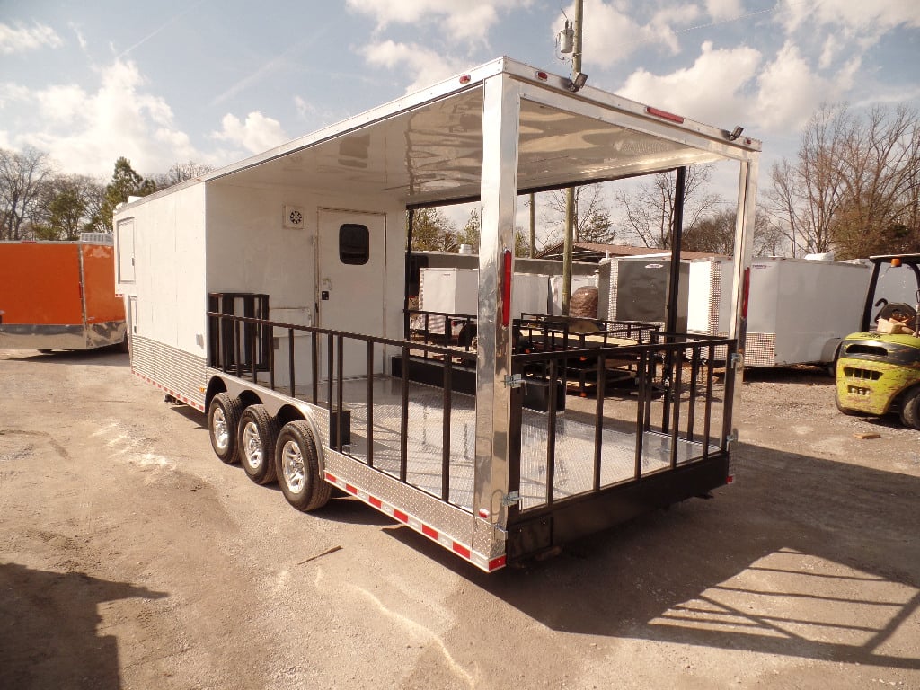 8.5' x 34' Goose-neck White BBQ Concession Food Trailer