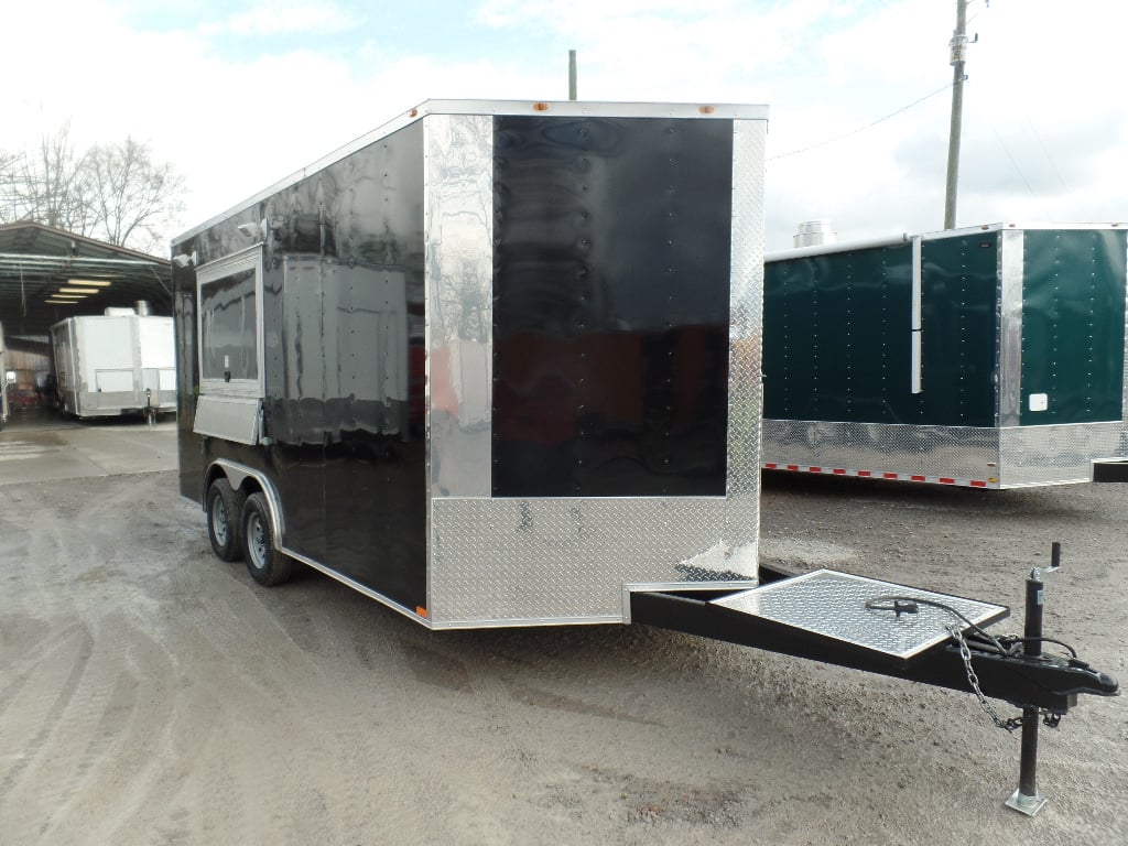 8.5' x 16' Black Catering Event Concession Food Trailer