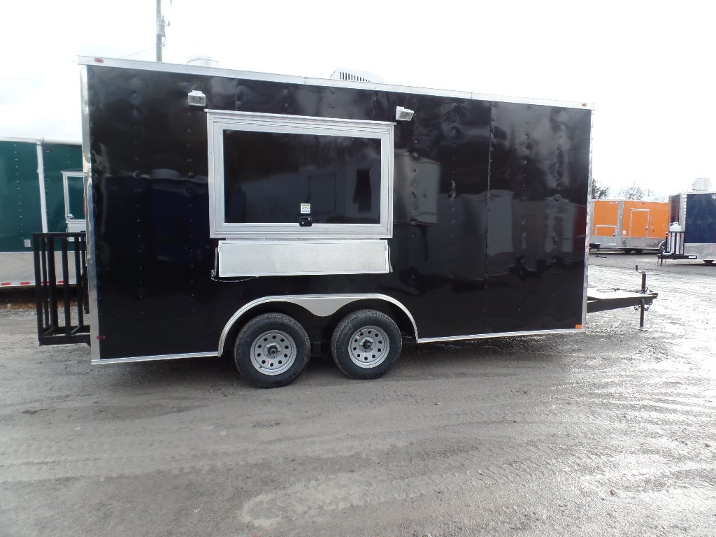 8.5' x 16' Black Catering Event Concession Food Trailer