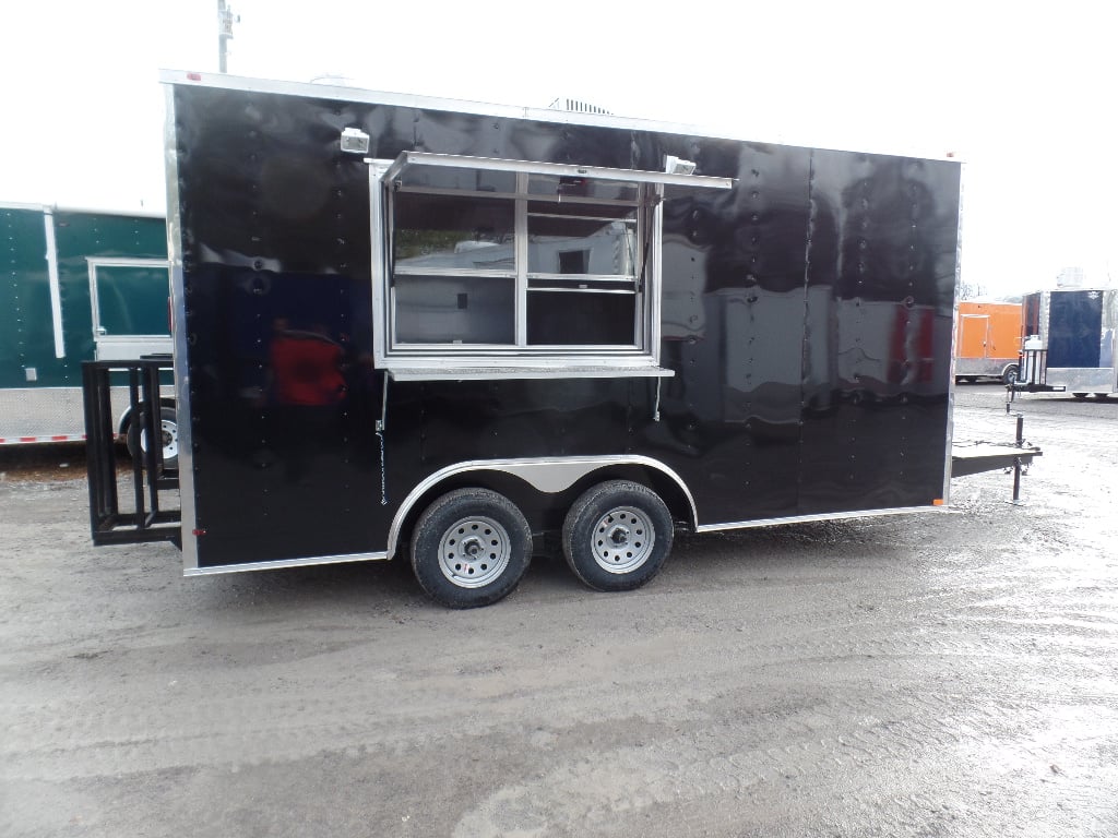 8.5' x 16' Black Catering Event Concession Food Trailer