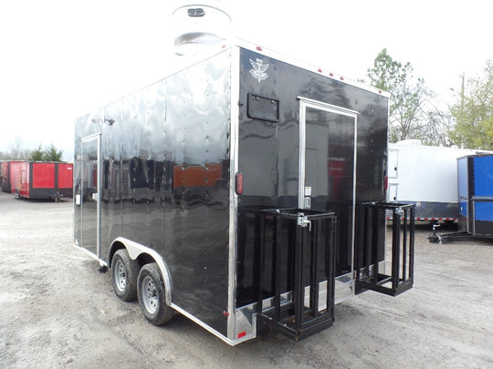 8.5' x 16' Black Catering Event Concession Food Trailer