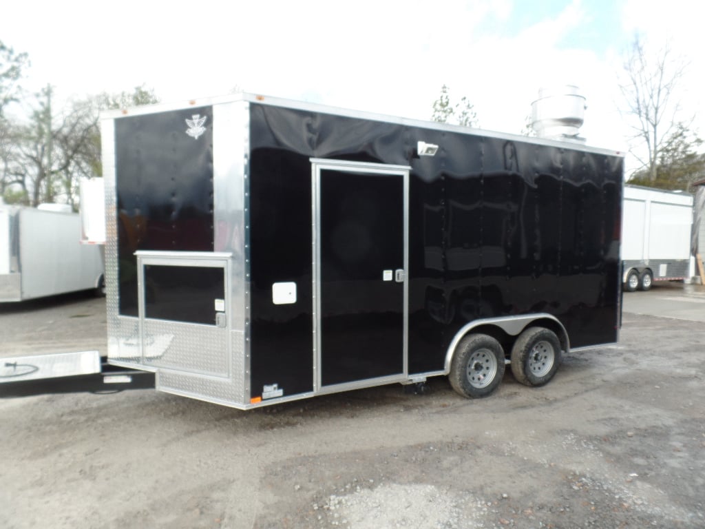 8.5' x 16' Black Catering Event Concession Food Trailer