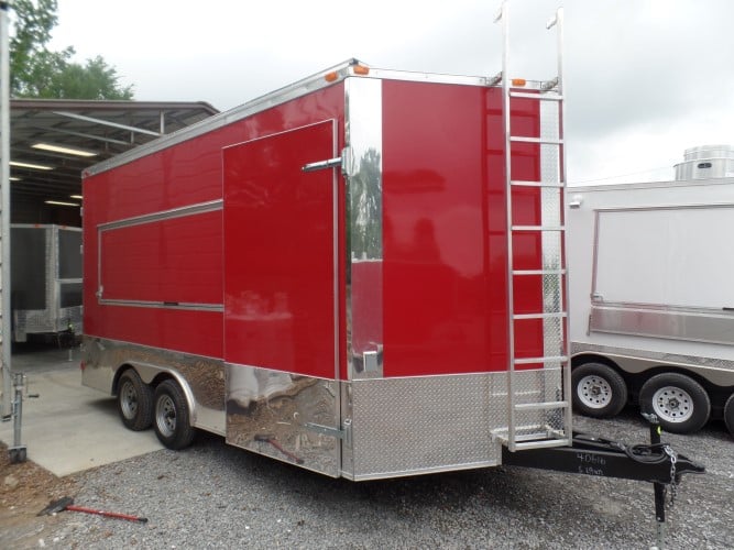 8.5' x 16' Concession Food Trailer Red