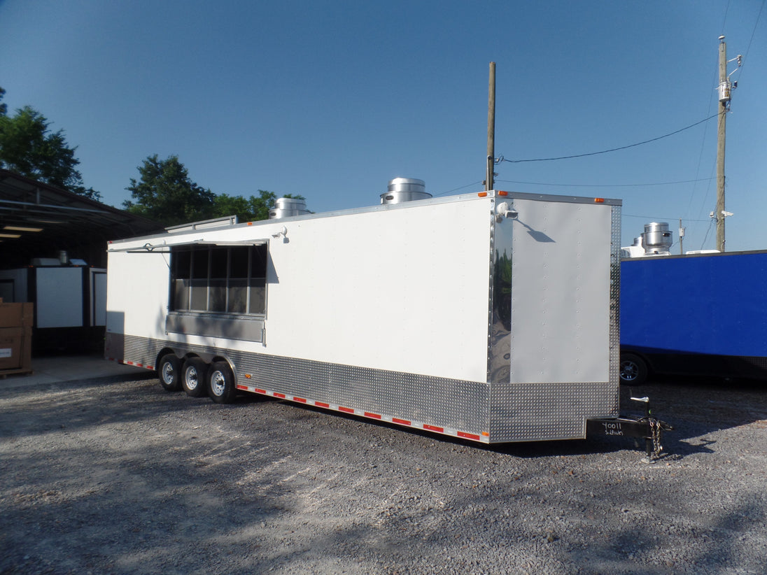 8.5' x 32' White Concession Food Trailer With Appliances