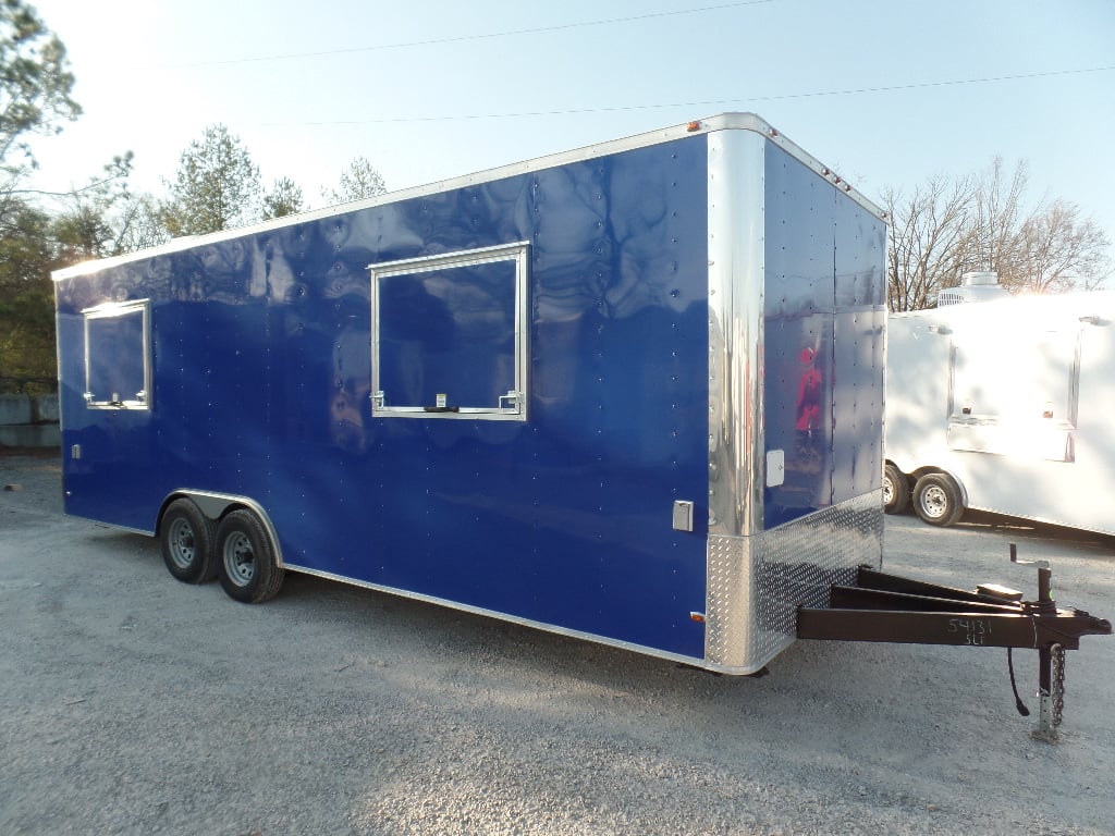 8.5' x 24' Concession Food Flat Nose Cobalt Blue Trailer With Appliances