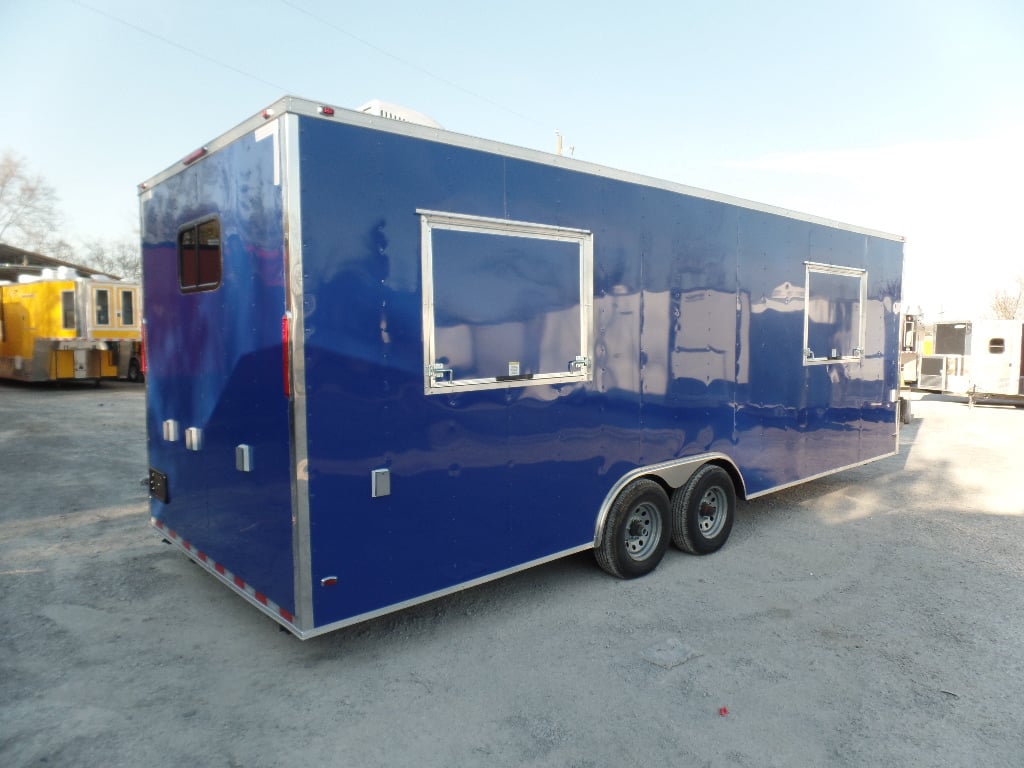 8.5' x 24' Concession Food Flat Nose Cobalt Blue Trailer With Appliances