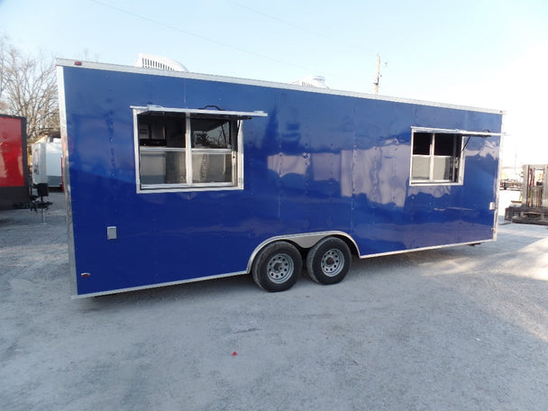 8.5' x 24' Concession Food Flat Nose Cobalt Blue Trailer With Appliances