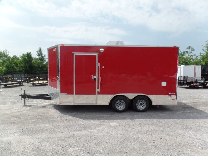 8.5' x 16' Concession Food Trailer Red Event Catering