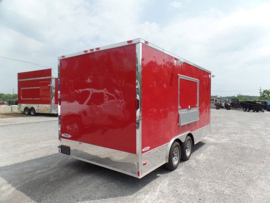 8.5' x 16' Concession Food Trailer Red Event Catering