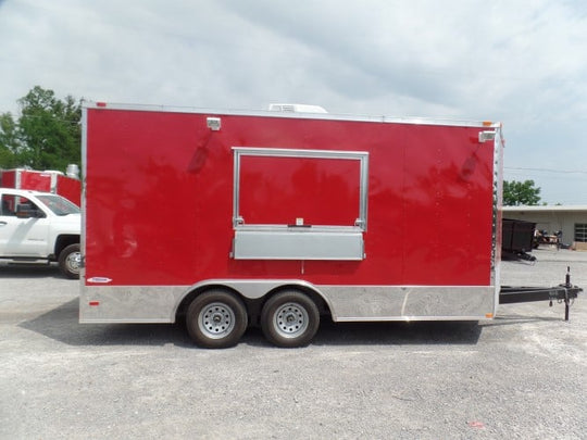 8.5' x 16' Concession Food Trailer Red Event Catering