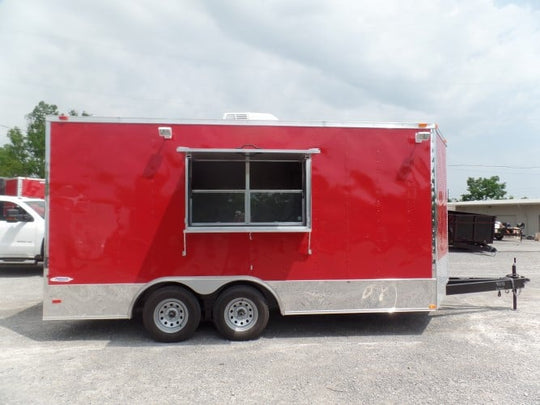 8.5' x 16' Concession Food Trailer Red Event Catering