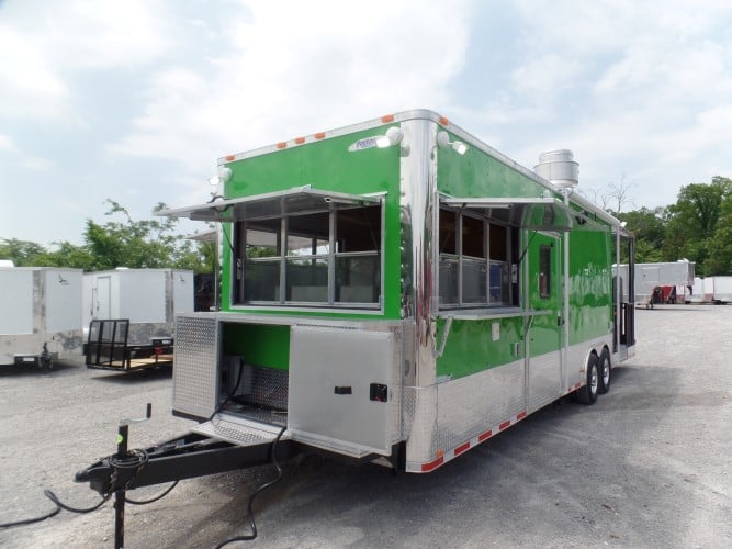 8.5' x 30' Concession Food Trailer Lime Green BBQ Catering