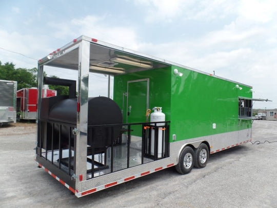 8.5' x 30' Concession Food Trailer Lime Green BBQ Catering