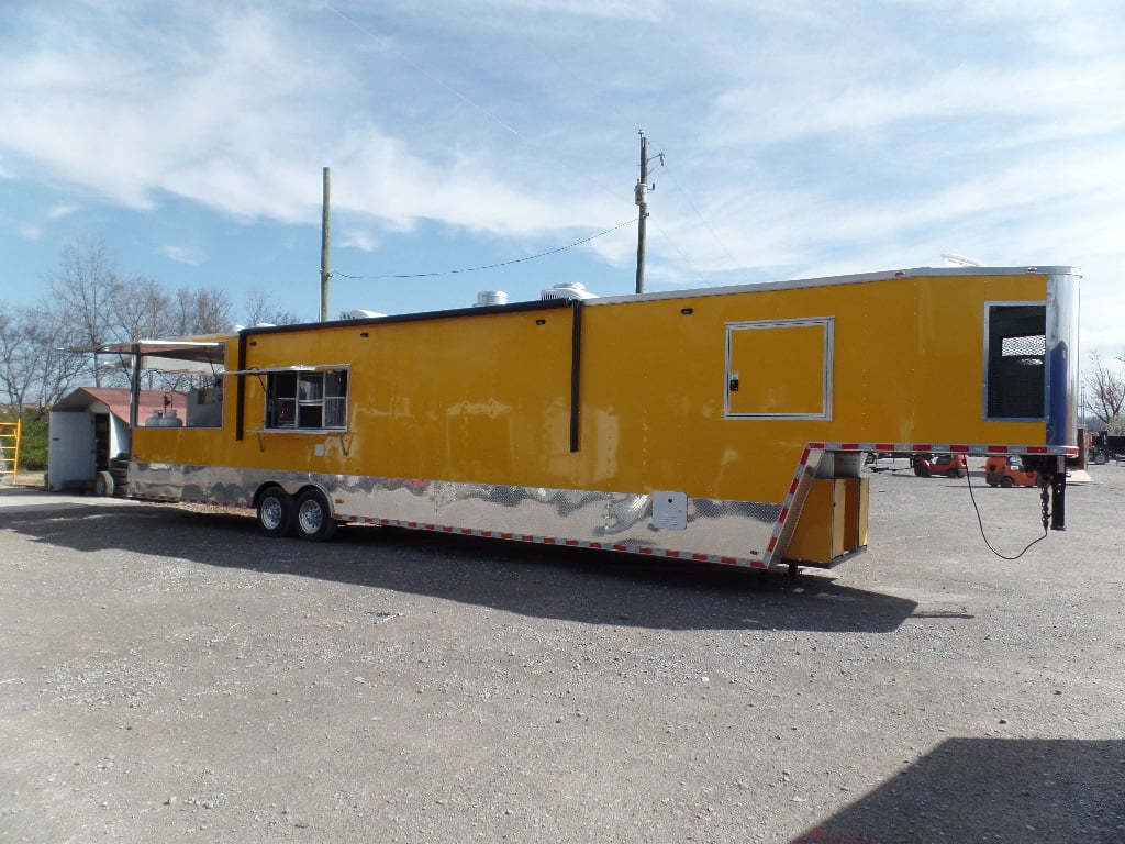 8.5' x 46' Concession Food Penske Yellow Goose Neck Trailer