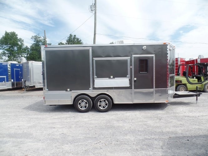 8.5' x 18' Concession Food Trailer Charcoal Grey