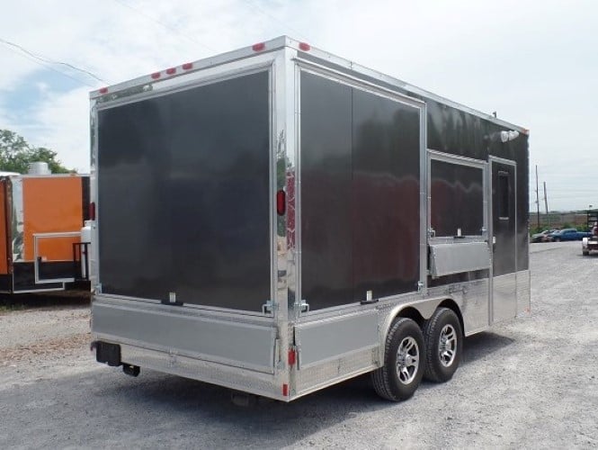 8.5' x 18' Concession Food Trailer Charcoal Grey