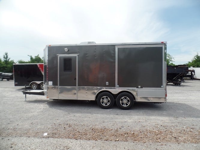 8.5' x 18' Concession Food Trailer Charcoal Grey